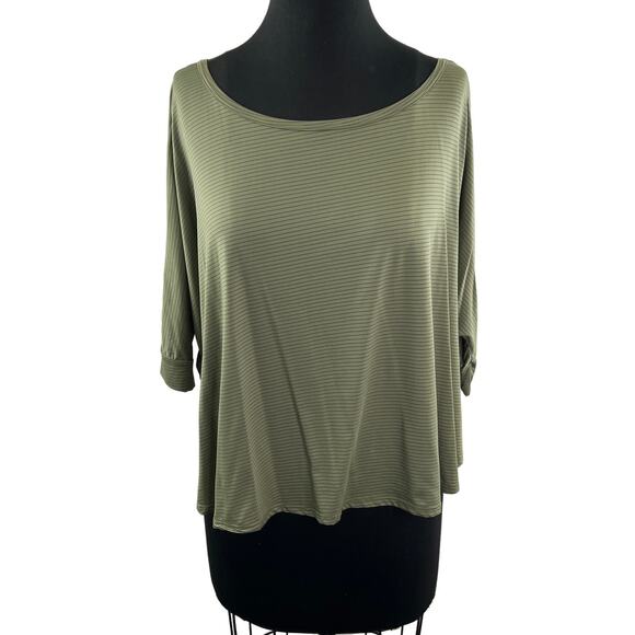 SPLENDID Green Blouse Top Nylon Striped Scoop Neck Classic Fit Size Small S - Picture 1 of 8